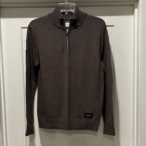 Abercrombie & Fitch Men's light brown quarter zip Sweater